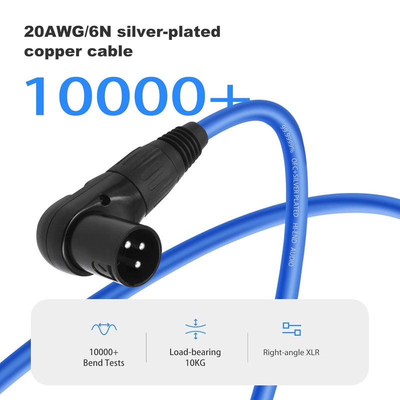 HUALEU كابل XLR ذكر 3 دبابيس بزاوية 2 قدم، لوحة توصيل XLR أنثى إلى ذكر من نوع D، كابل صوت متوازن صندوق أرضي - بدون لحام لتركيبات الصوت الاحترافية - موصل نحاسي مطلي بالفضة 20AWG - عبوة من 2 - Image 2